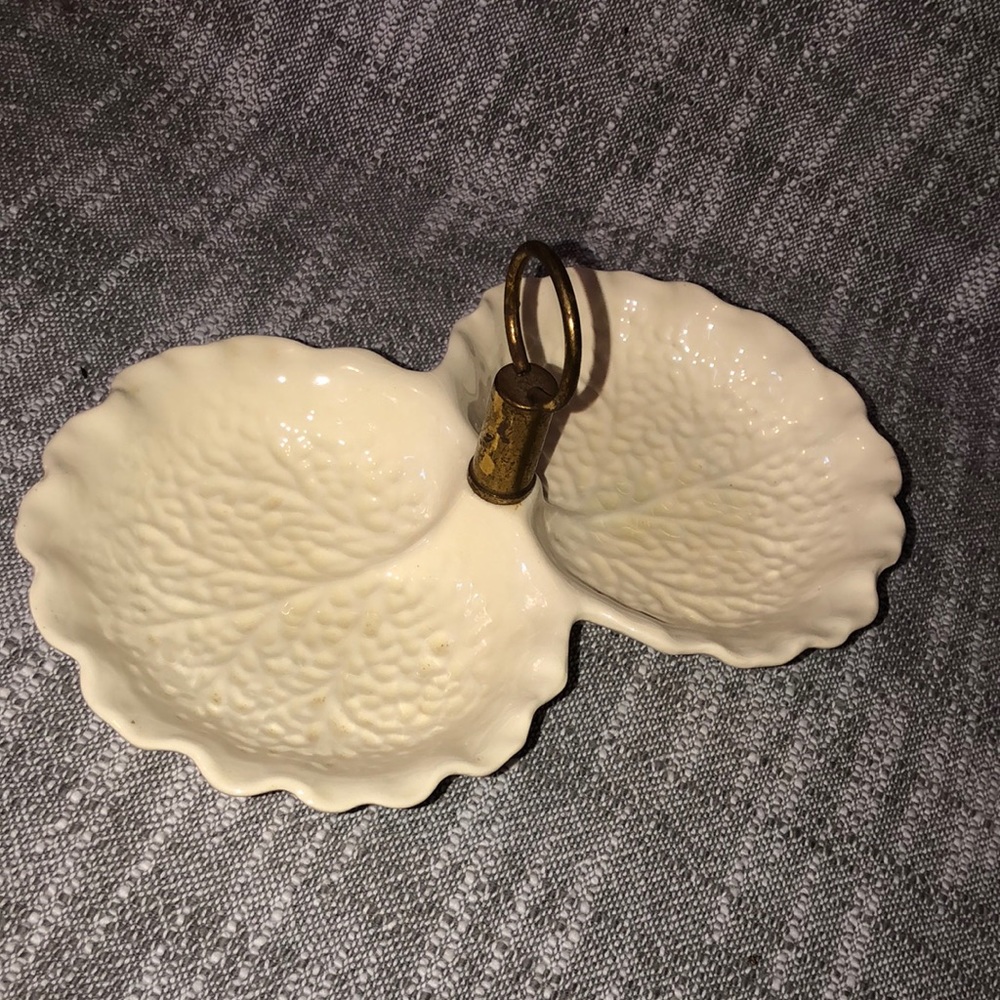 Vintage Stangl cabbage leaf divided relish tray